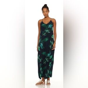 Old Navy Tropical Leaf Navy Maxi Dress